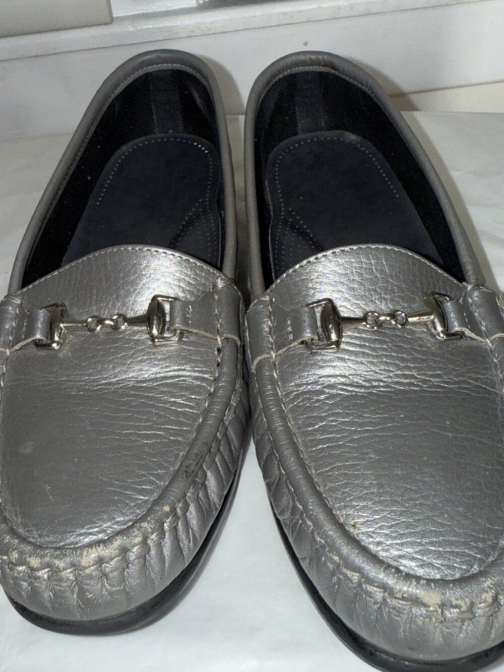 SAS Women's Metro Metallic Silver Leather Horse-Bit Loafers Shoes US Size 9W